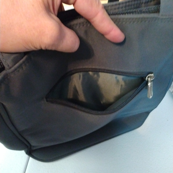 Chenson gray microfiber shoulder bag NWT has a zipper pocket in front - Picture 9 of 9